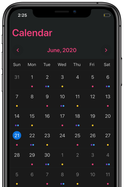 Guardians App Calendar